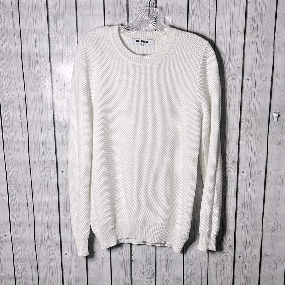 Baldwin white crochet sweater size small
